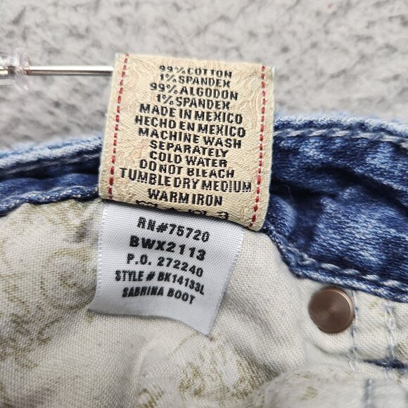 BKE Denim Jeans Womens 29 Blue Sabrina Boot Low Rise Thick Stitch Pocket Stretch - Picture 8 of 11